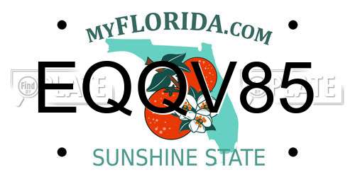EQQV85 Florida License Plate