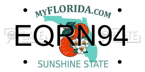 EQRN94 Florida License Plate