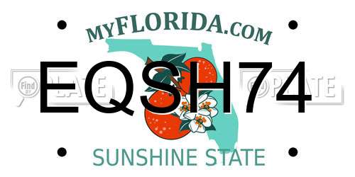 EQSH74 Florida License Plate