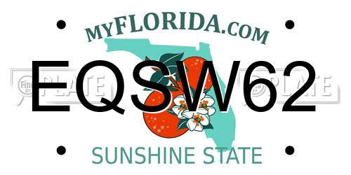 EQSW62 Florida License Plate