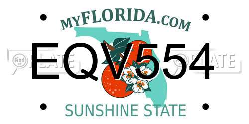 EQV554 Florida License Plate