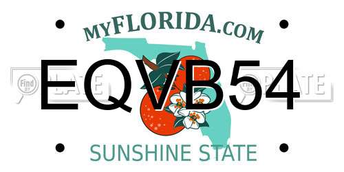 EQVB54 Florida License Plate