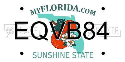 EQVB84 Florida License Plate
