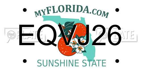 EQVJ26 Florida License Plate