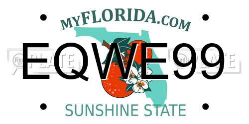 EQWE99 Florida License Plate