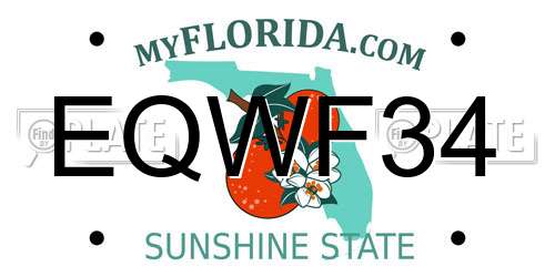 EQWF34 Florida License Plate