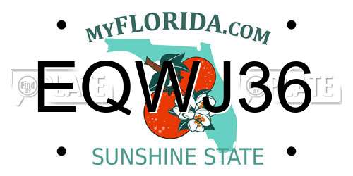EQWJ36 Florida License Plate