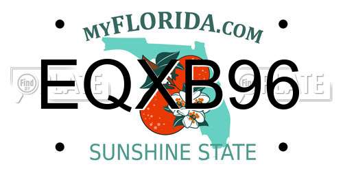 EQXB96 Florida License Plate