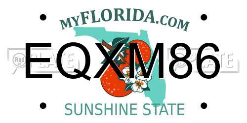 EQXM86 Florida License Plate