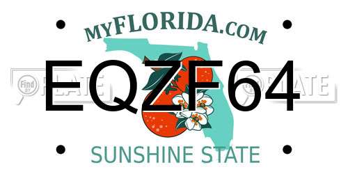 EQZF64 Florida License Plate