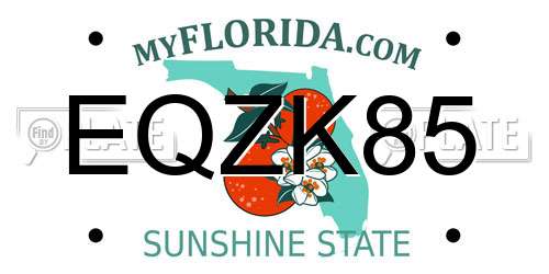 EQZK85 Florida License Plate
