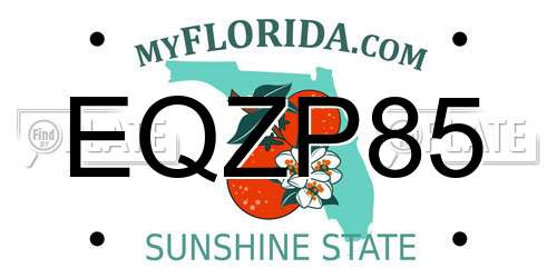 EQZP85 Florida License Plate