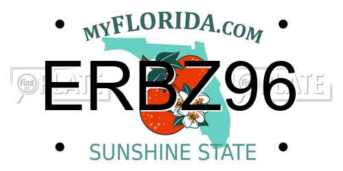 ERBZ96 Florida License Plate