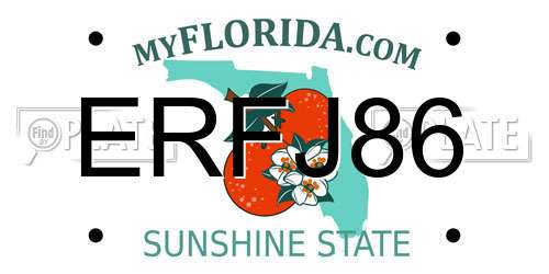 ERFJ86 Florida License Plate