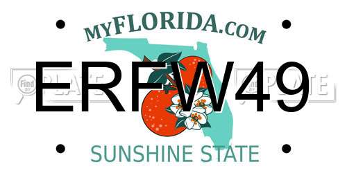 ERFW49 Florida License Plate