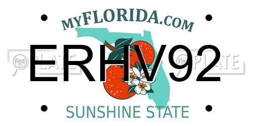ERHV92 Florida License Plate