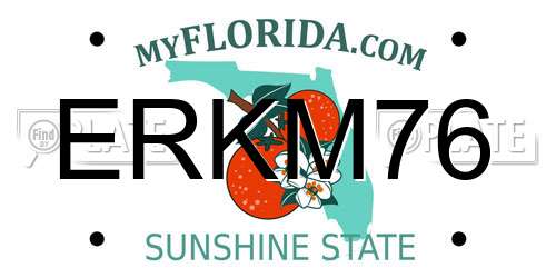 ERKM76 Florida License Plate
