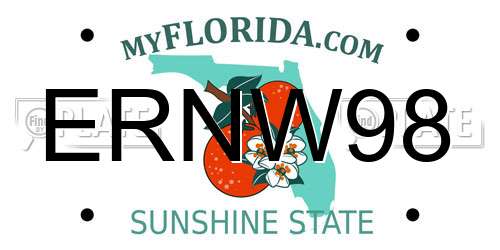 ERNW98 Florida License Plate