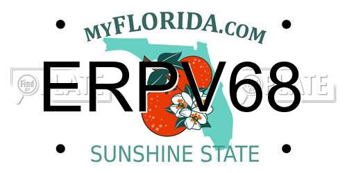 ERPV68 Florida License Plate