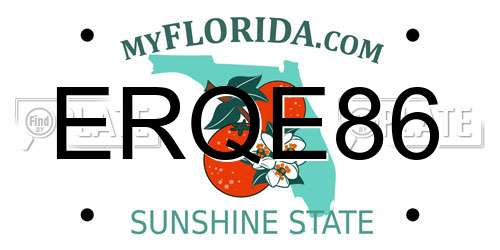 ERQE86 Florida License Plate