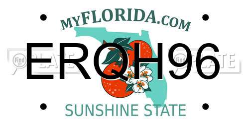 ERQH96 Florida License Plate