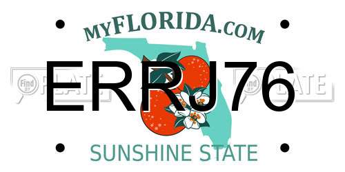 ERRJ76 Florida License Plate