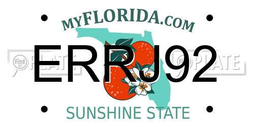 ERRJ92 Florida License Plate