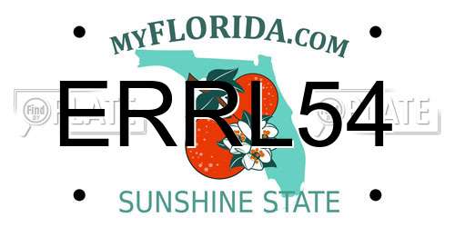 ERRL54 Florida License Plate