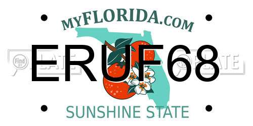 ERUF68 Florida License Plate