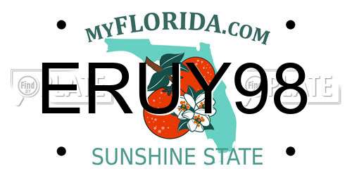 ERUY98 Florida License Plate