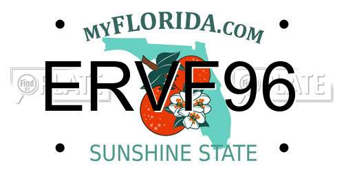 ERVF96 Florida License Plate