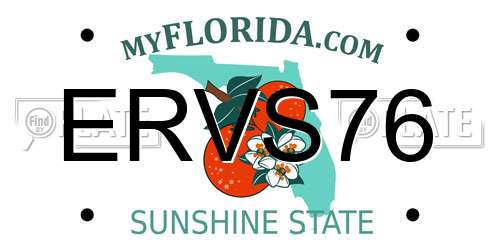 ERVS76 Florida License Plate
