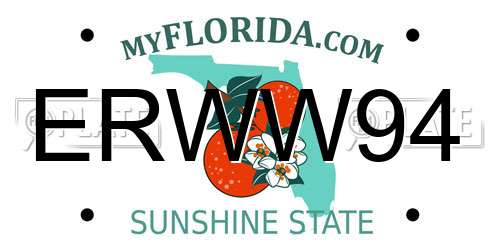 ERWW94 Florida License Plate