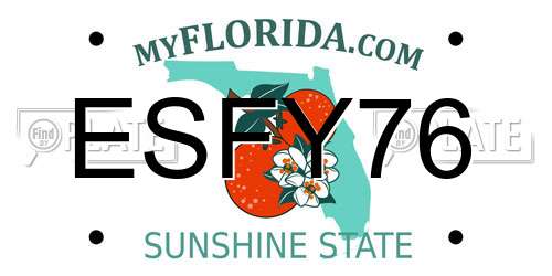 ESFY76 Florida License Plate