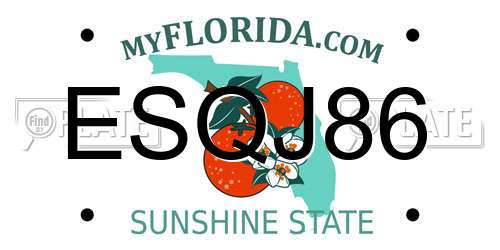 ESQJ86 Florida License Plate