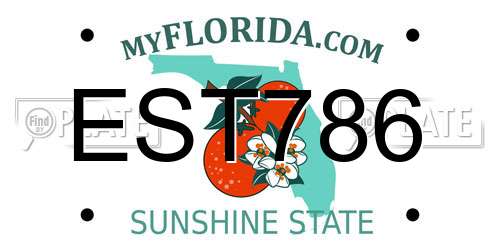 EST786 Florida License Plate
