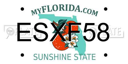 ESXF58 Florida License Plate