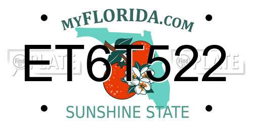 ET6T522 Florida License Plate