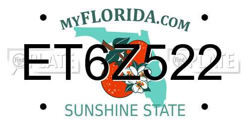 ET6Z522 Florida License Plate