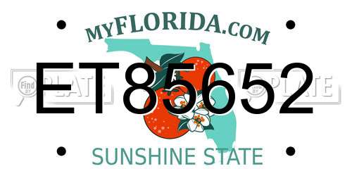 ET85652 Florida License Plate