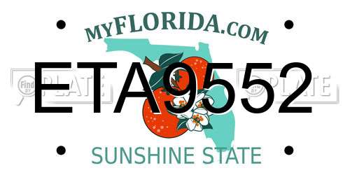 ETA9552 Florida License Plate
