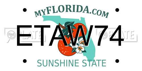 ETAW74 Florida License Plate