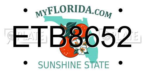 ETB8652 Florida License Plate