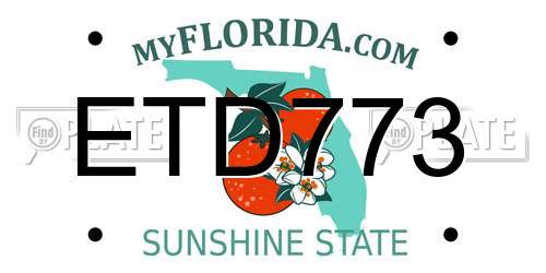 ETD773 Florida License Plate