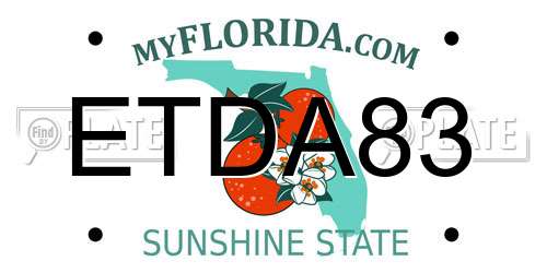 ETDA83 Florida License Plate