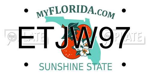 ETJW97 Florida License Plate