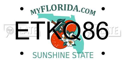 ETKQ86 Florida License Plate