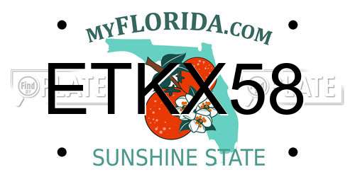 ETKX58 Florida License Plate