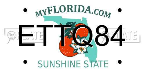 ETTQ84 Florida License Plate