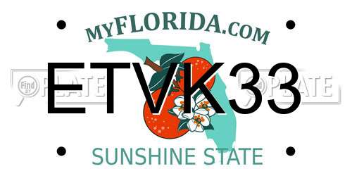ETVK33 Florida License Plate